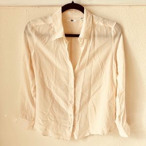 Uniqlo - 100% Silk cream blouse